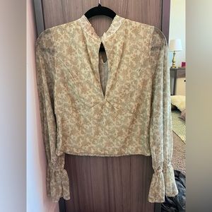 Green floral long sleeve shirt